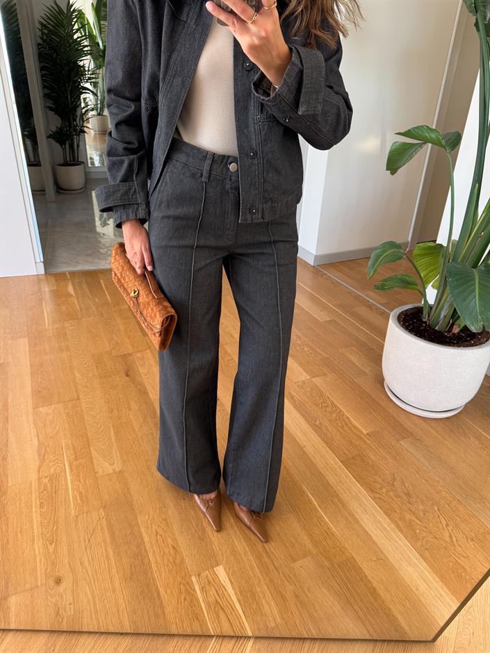 Zr Önden Çimalı Denim Jean - Gri 