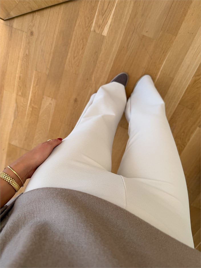 Zr Elastik Flare Pantolon - Ekru