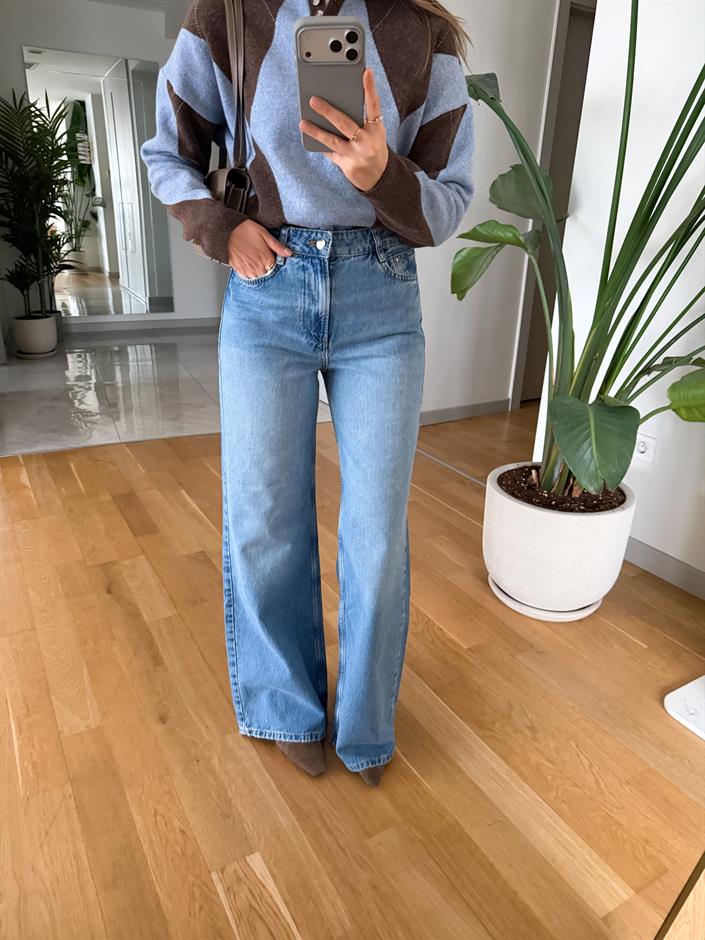 Zr İspanyol Kesim Jean - Açık Mavi