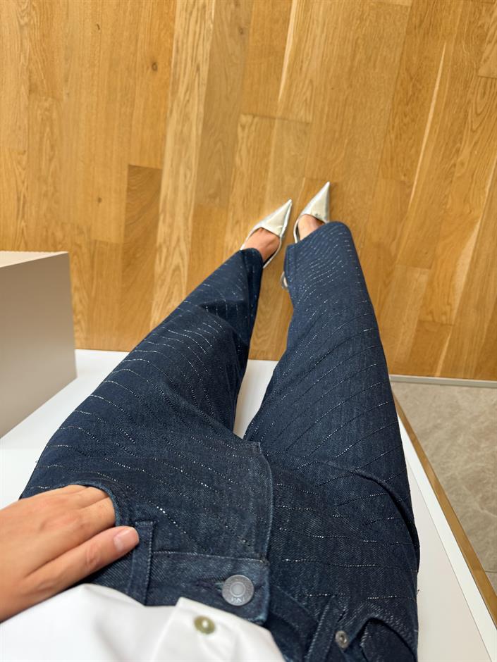 ZR Koyu Lacivert Taşlı Jean