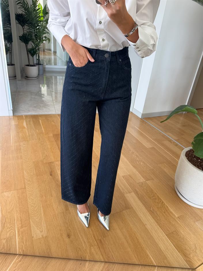 ZR Koyu Lacivert Taşlı Jean