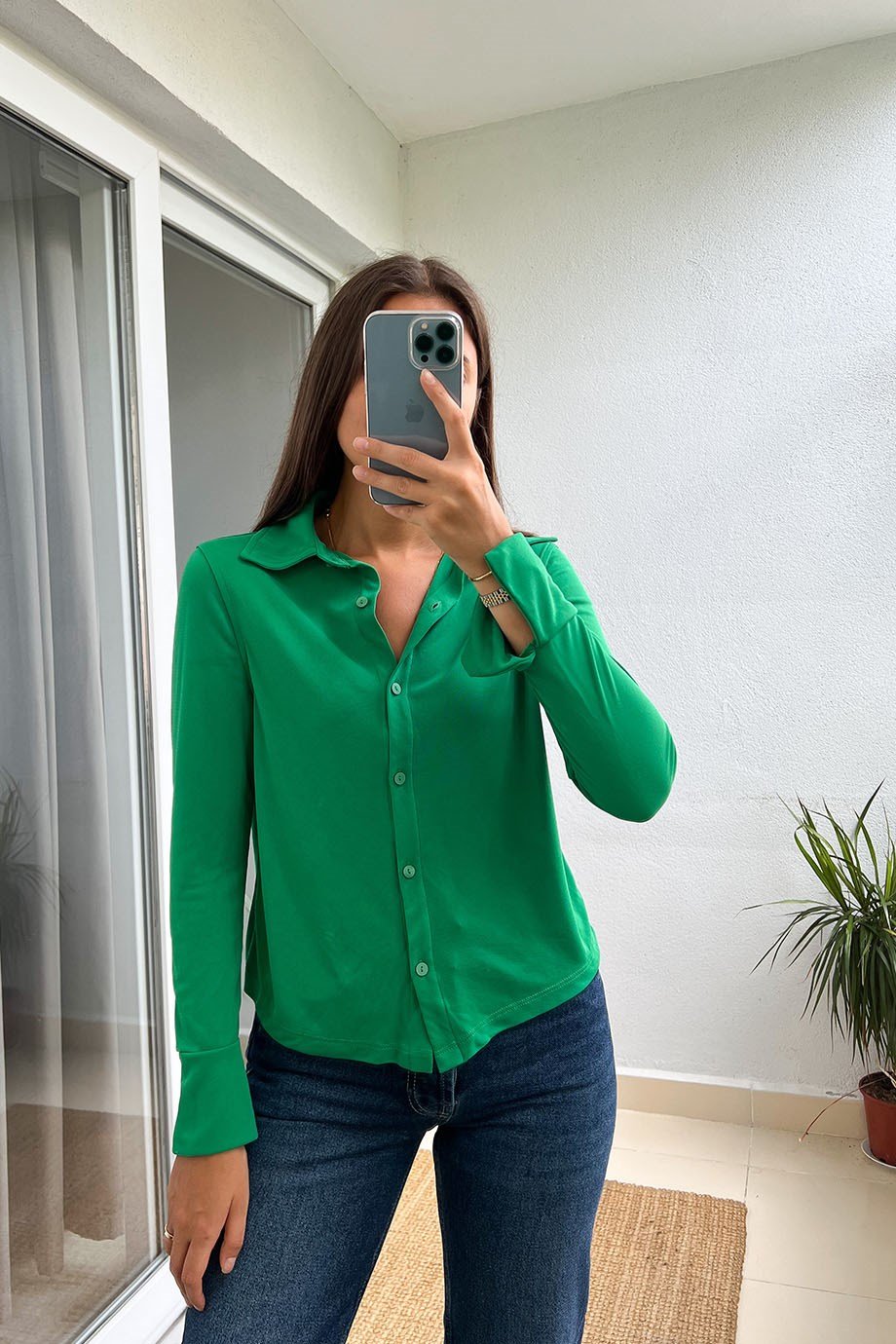 Mng Yeşil Jarse Gömlek