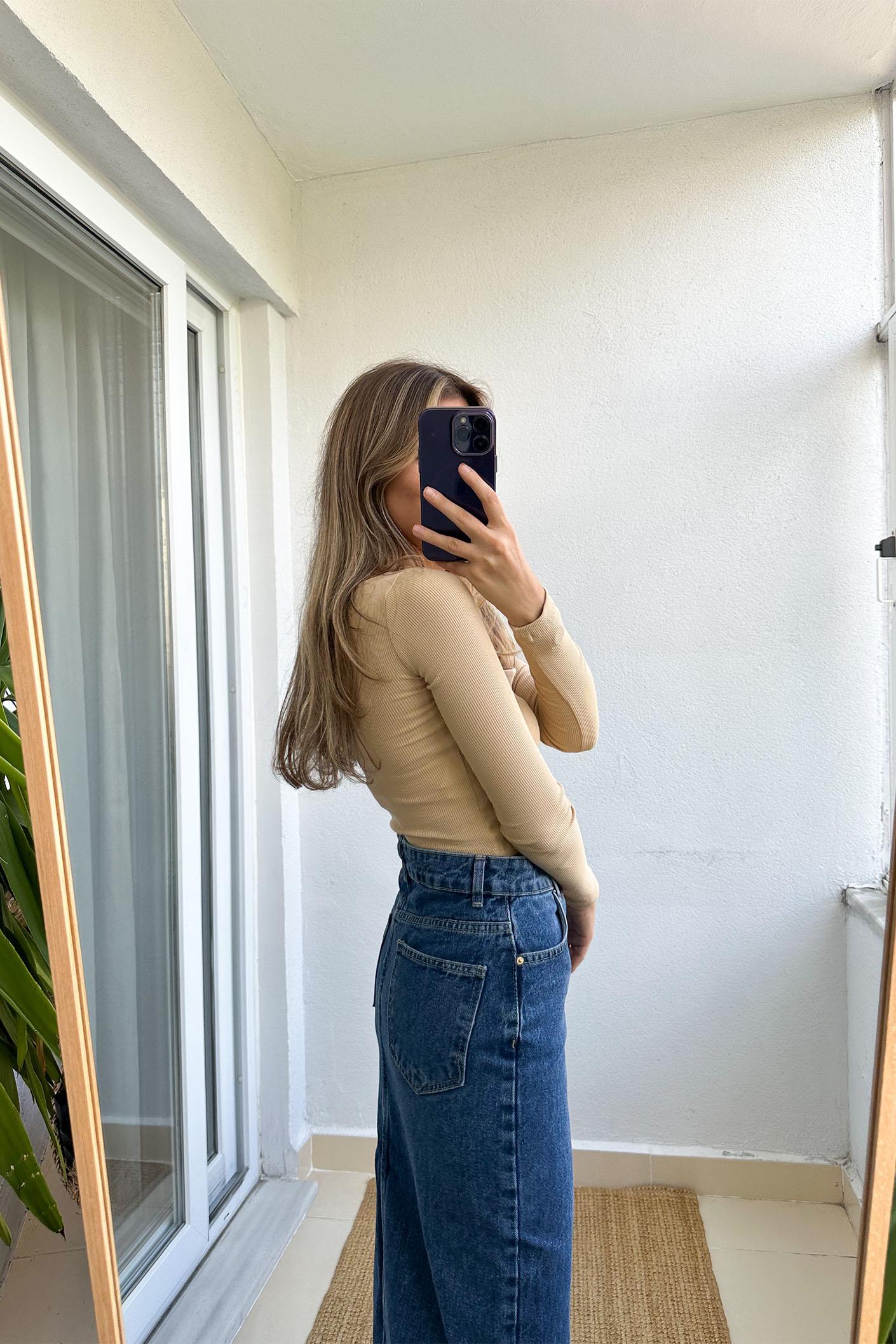 Nude Kare Yaka Bluz | Butik Merve Aksoy