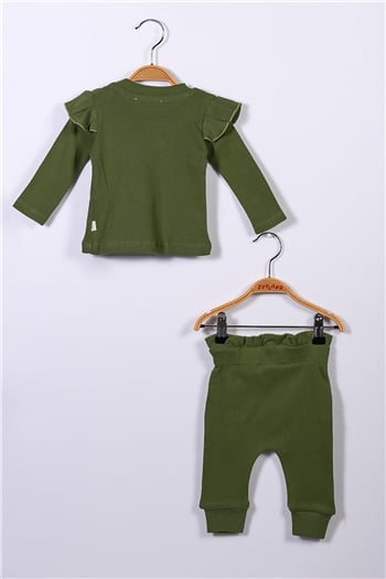 Gots Sertifikalı %100 Organik Pamuk Fırfırlı Sweatshirt ve Pantolon Takım (0-4yaş)