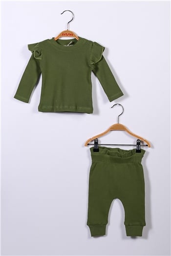 Gots Sertifikalı %100 Organik Pamuk Fırfırlı Sweatshirt ve Pantolon Takım (0-4yaş)