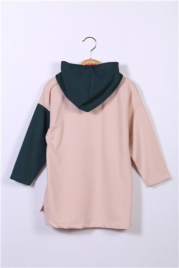 Kız Çocuk Kapüşonlu Cep Detaylı Elbise (6-12yaş)