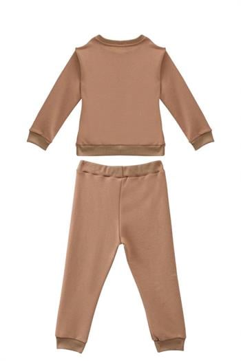 Erkek Bebek Araba Baskılı Eşofman Takımı - Bej