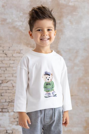 Erkek Bebek Baskılı T-shirt Jean Pantolon Takım - Yeşil