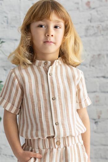 Erkek Bebek Çizgili Müslin Gömlek