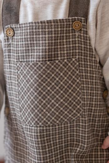 Erkek Bebek Ekose Desen Salopet ve T-shirt Takım - Kahve