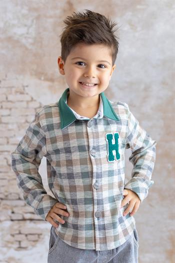 Erkek Bebek Ekose Desenli Gömlek - Yeşil