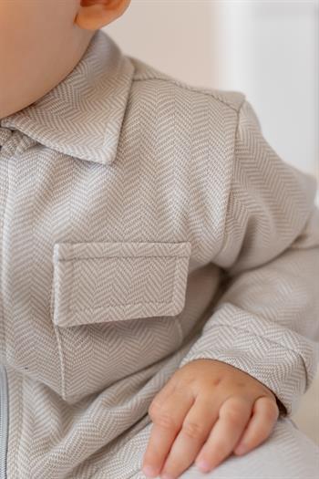 Erkek Bebek Fermuarlı Örme Ceket - Bej