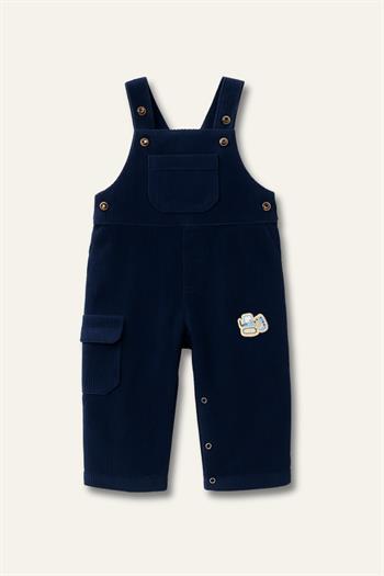 Erkek Bebek Kadife Salopet ve T-shirt İkili Takım - Lacivert