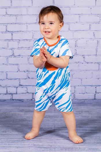 Erkek Bebek Little Lion Baskılı Mavi Desenli Tulum