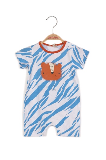 Erkek Bebek Little Lion Baskılı Mavi Desenli Tulum