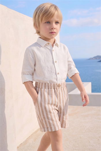Erkek Bebek Müslin Şort  - Bej