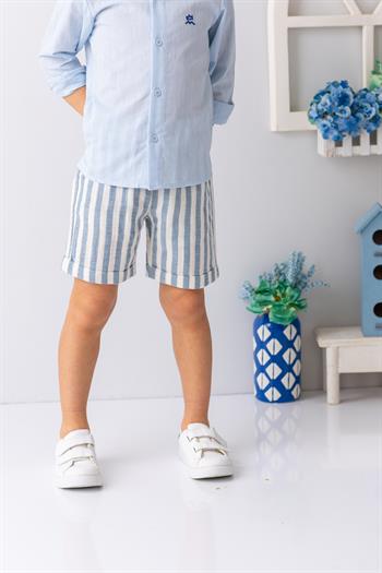 Erkek Bebek  Müslin Şort - İndigo