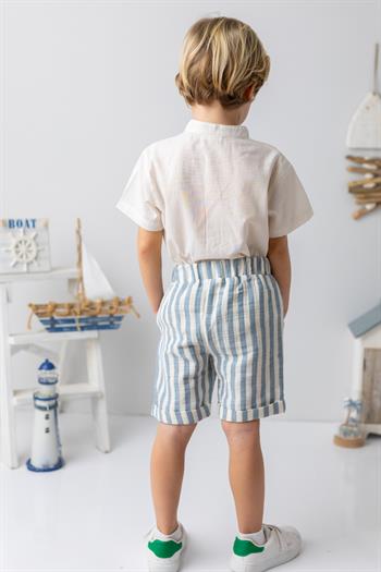 Erkek Bebek  Müslin Şort - İndigo
