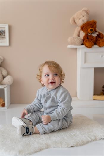 Erkek Bebek Örme Ceket ve Pantolon Takım - Gri