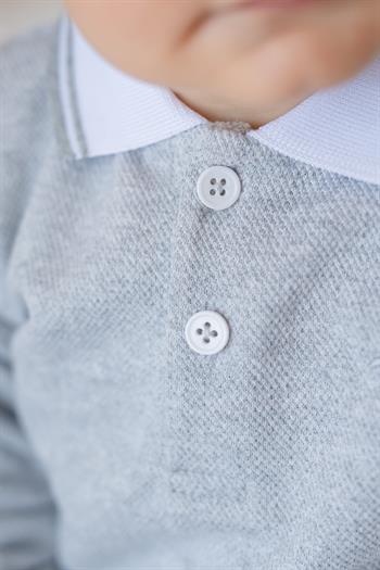 Erkek Bebek Polo Yaka T-shirt ve Pantolon Takım - Gri