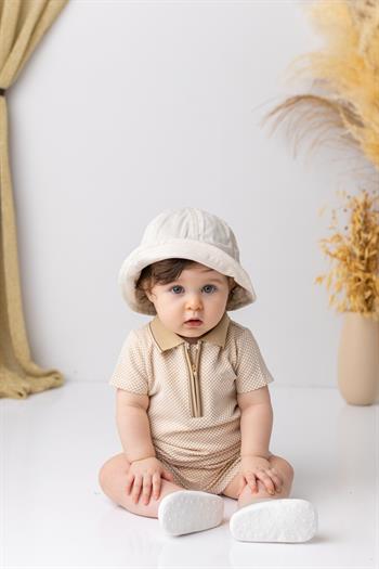 Erkek Bebek Polo Yaka T-shirt ve Şort İkili Takım - Bej