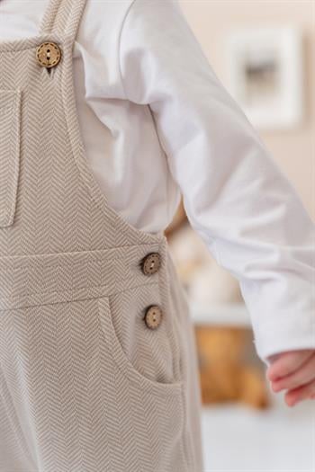 Erkek Bebek Saloped ve T-shirt Takım - Bej