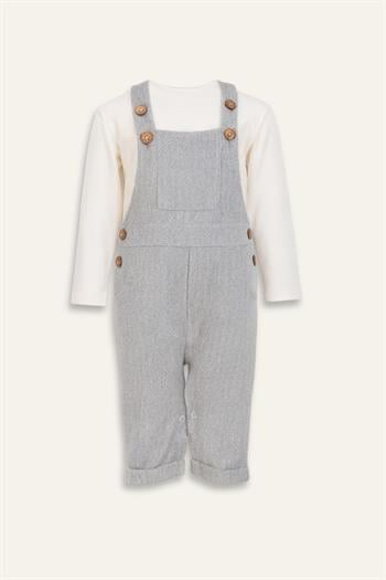 Erkek Bebek Saloped ve T-shirt Takım - Gri