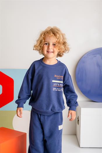 Erkek Çocuk Baskılı Sweatshirt - Lacivert