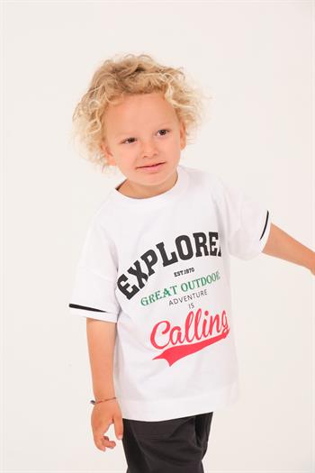 Erkek Çocuk Baskılı T-Shirt - Beyaz