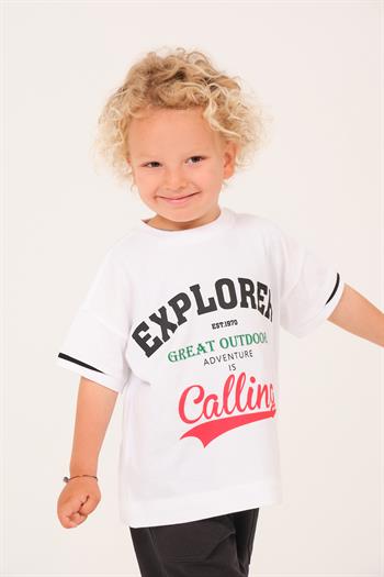 Erkek Çocuk Baskılı T-Shirt - Beyaz