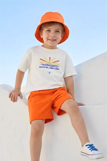 Erkek Çocuk Baskılı T-shirt  - Ekru