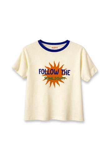 Erkek Çocuk Baskılı T-shirt  - Krem