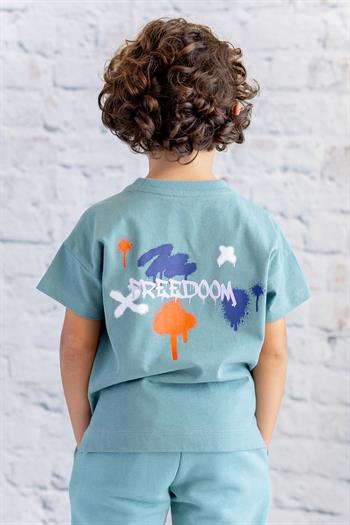 Erkek Çocuk Baskılı T-Shirt - Mint