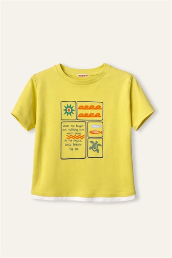 Erkek Çocuk Baskılı T-shirt  - Sarı