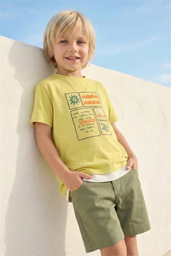 Erkek Çocuk Baskılı T-shirt  - Sarı