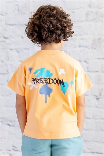 Erkek Çocuk Baskılı T-Shirt - Turuncu