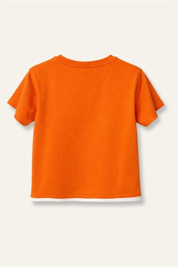 Erkek Çocuk Baskılı T-shirt  - Turuncu
