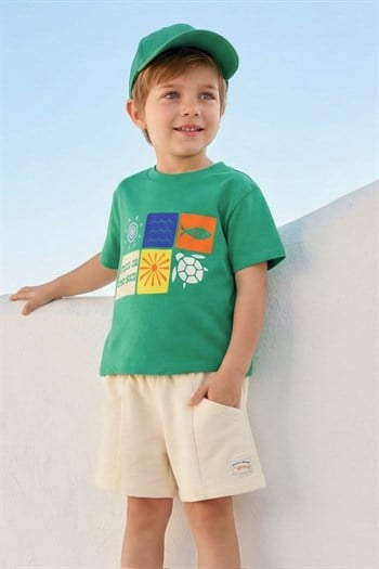 Erkek Çocuk Baskılı T-shirt  - Yeşil