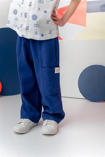 Erkek Çoçuk Çep Detaylı Lastikli Pantolon - Lacivert