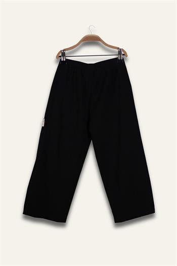 Erkek Çoçuk Çep Detaylı Lastikli Pantolon - Siyah