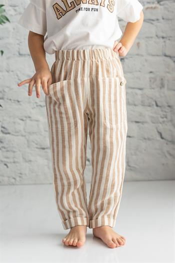 Erkek Çocuk Cep Detaylı Müslin Pantolon