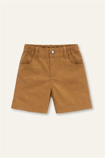 Erkek Çocuk Cepli Gabardin Şort  - Camel