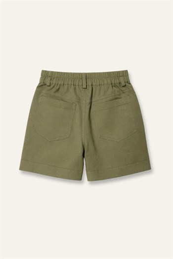 Erkek Çocuk Cepli Gabardin Şort  - Haki Yeşil