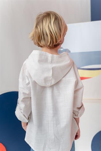 Erkek Çocuk Çizgili Keten Gömlek - Bej Çizgili