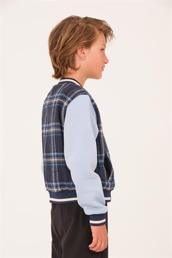 Erkek Çocuk Ekose Desen Kolej Ceket - Lacivert