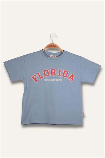 Erkek Çocuk Florida Baskılı T-Shirt - Mavi