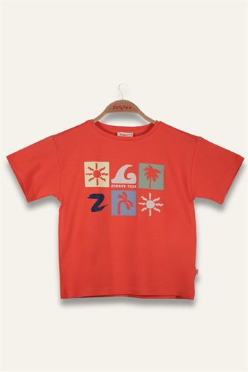 Erkek Çoçuk Future Baskılı T-Shirt - Coral