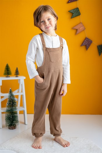 Erkek Çocuk Kahverengi Cepli Salopet (2-7yaş)