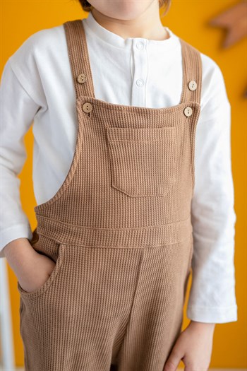 Erkek Çocuk Kahverengi Cepli Salopet (2-7yaş)