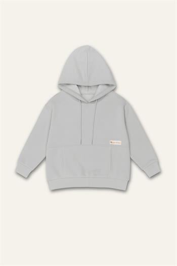 Erkek Çocuk Kapşonlu Kanguru Cepli Sweatshirt - Gri